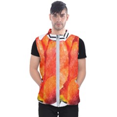 Red Tulip And Black Stripes Men s Puffer Vest by picsaspassion