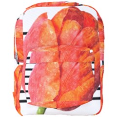 Red Tulip And Black Stripes Full Print Backpack by picsaspassion