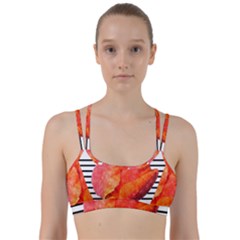 Red Tulip And Black Stripes Line Them Up Sports Bra by picsaspassion