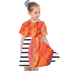 Red Tulip And Black Stripes Kids  Sailor Dress by picsaspassion