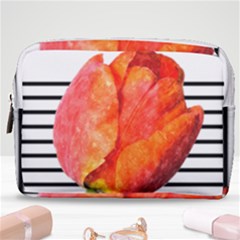 Red Tulip And Black Stripes Make Up Pouch (medium) by picsaspassion