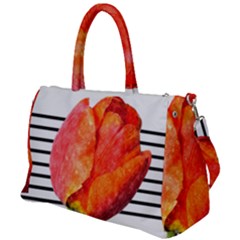 Red Tulip And Black Stripes Duffel Travel Bag