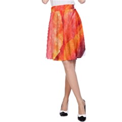 Red Tulip, Watercolor Art A-line Skirt by picsaspassion