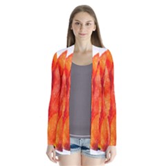 Red Tulip, Watercolor Art Drape Collar Cardigan by picsaspassion