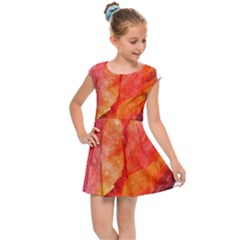 Red Tulip, Watercolor Art Kids Cap Sleeve Dress by picsaspassion