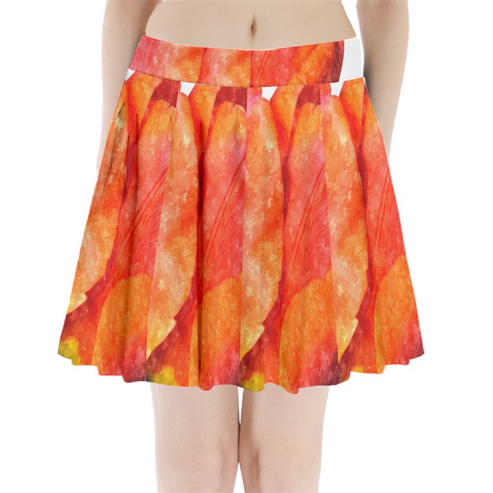 Red Tulip, watercolor art Pleated Mini Skirt