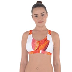 Red Tulip, Watercolor Art Cross String Back Sports Bra by picsaspassion