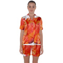 Red Tulip, Watercolor Art Satin Short Sleeve Pyjamas Set by picsaspassion