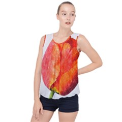 Red Tulip, Watercolor Art Bubble Hem Chiffon Tank Top by picsaspassion