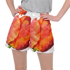 Red Tulip, Watercolor Art Stretch Ripstop Shorts