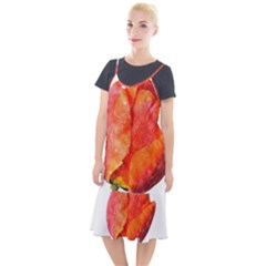 Red Tulip, Watercolor Art Camis Fishtail Dress by picsaspassion