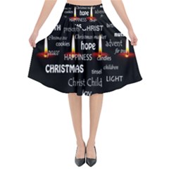 Candles Christmas Advent Light Flared Midi Skirt by Wegoenart