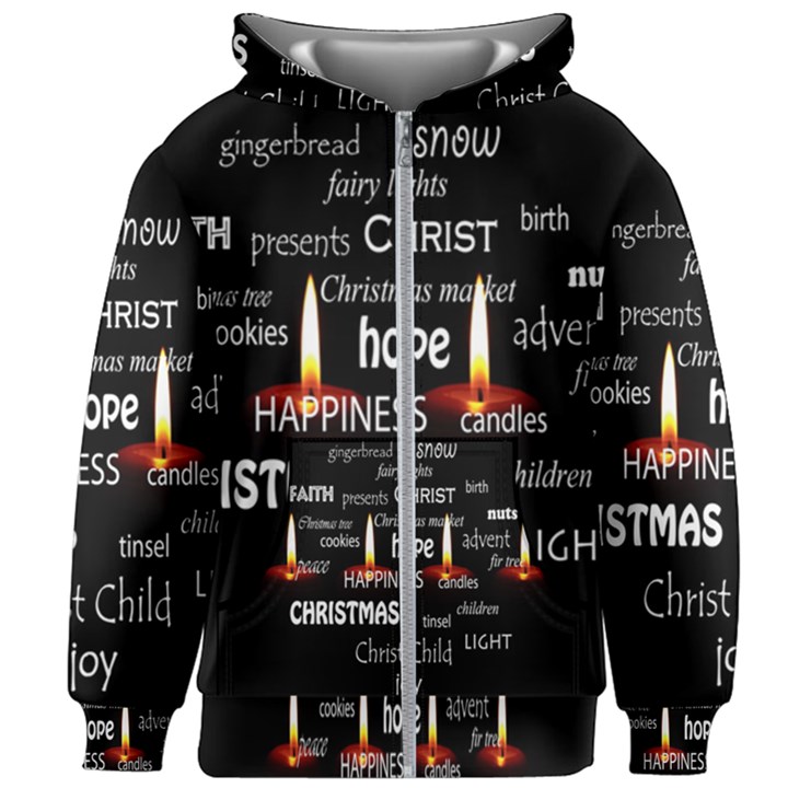 Candles Christmas Advent Light Kids Zipper Hoodie Without Drawstring