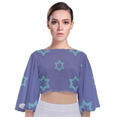 Star Christmas Night Seamlessly Tie Back Butterfly Sleeve Chiffon Top