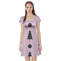 Christmas Trees Tree Fir Den Short Sleeve Skater Dress by Wegoenart