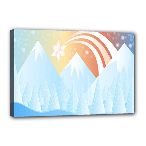 Winter Landscape Star Mountains Canvas 18  X 12  (stretched) by Wegoenart