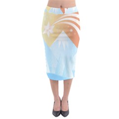 Winter Landscape Star Mountains Midi Pencil Skirt by Wegoenart