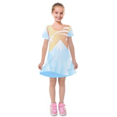 Winter Landscape Star Mountains Kids  Short Sleeve Velvet Dress by Wegoenart