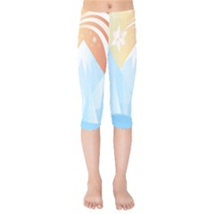 Winter Landscape Star Mountains Kids  Capri Leggings  by Wegoenart