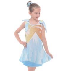 Winter Landscape Star Mountains Kids  Tie Up Tunic Dress