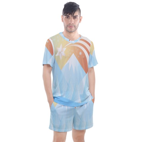 Winter Landscape Star Mountains Men s Mesh Tee And Shorts Set by Wegoenart