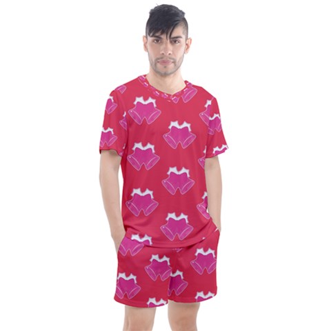 Christmas Red Pattern Reasons Men s Mesh Tee And Shorts Set by Wegoenart