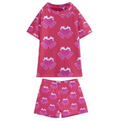 Christmas Red Pattern Reasons Kids  Swim Tee And Shorts Set by Wegoenart