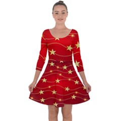 Background Christmas Decoration Quarter Sleeve Skater Dress by Wegoenart