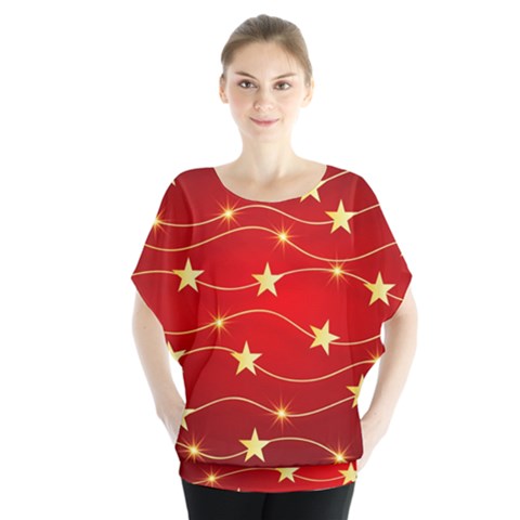 Background Christmas Decoration Batwing Chiffon Blouse by Wegoenart