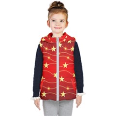 Background Christmas Decoration Kid s Hooded Puffer Vest by Wegoenart