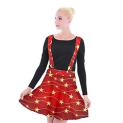 Background Christmas Decoration Suspender Skater Skirt by Wegoenart