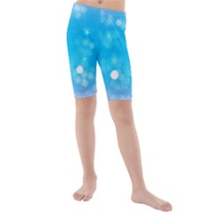 Background Abstract Christmas Snow Kids  Mid Length Swim Shorts by Wegoenart