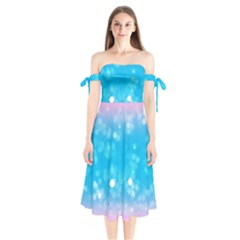 Background Abstract Christmas Snow Shoulder Tie Bardot Midi Dress by Wegoenart