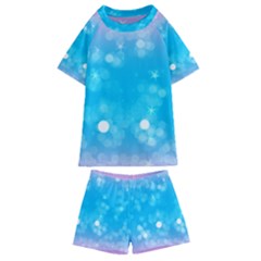 Background Abstract Christmas Snow Kids  Swim Tee And Shorts Set by Wegoenart