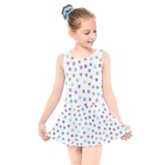 Snowflakes Snow Winter Ice Cold Kids  Skater Dress Swimsuit by Wegoenart