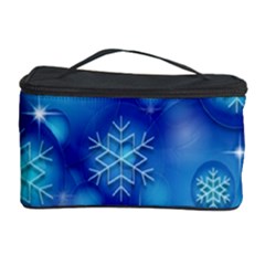 Blue Background Christmas Cosmetic Storage by Wegoenart