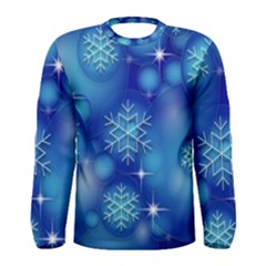 Blue Background Christmas Men s Long Sleeve Tee by Wegoenart