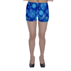 Blue Background Christmas Skinny Shorts by Wegoenart