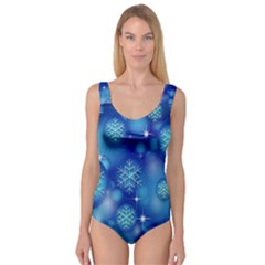 Blue Background Christmas Princess Tank Leotard  by Wegoenart