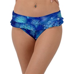 Blue Background Christmas Frill Bikini Bottom