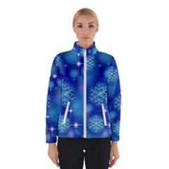 Blue Background Christmas Winter Jacket by Wegoenart