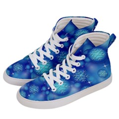 Blue Background Christmas Women s Hi-top Skate Sneakers by Wegoenart