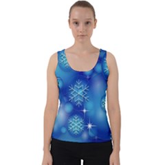 Blue Background Christmas Velvet Tank Top by Wegoenart