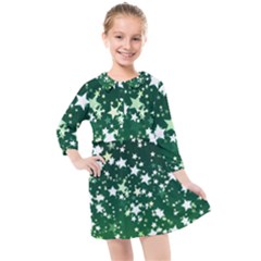 Christmas Star Advent Background Kids  Quarter Sleeve Shirt Dress by Wegoenart