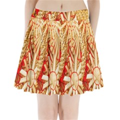 Christmas Straw Xmas Gold Pleated Mini Skirt by Wegoenart