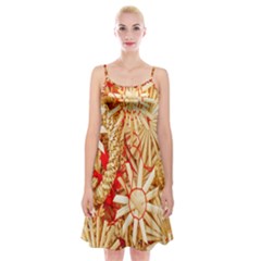 Christmas Straw Xmas Gold Spaghetti Strap Velvet Dress by Wegoenart