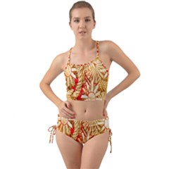 Christmas Straw Xmas Gold Mini Tank Bikini Set by Wegoenart