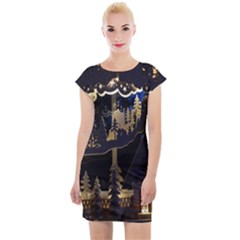 Christmas Advent Candle Arches Cap Sleeve Bodycon Dress