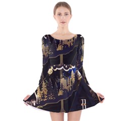 Christmas Advent Candle Arches Long Sleeve Velvet Skater Dress