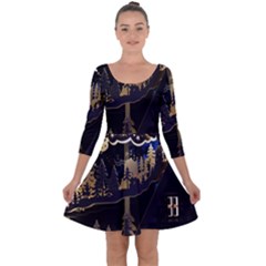 Christmas Advent Candle Arches Quarter Sleeve Skater Dress